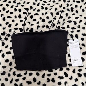 Goddess Black Ribbed Crop Top